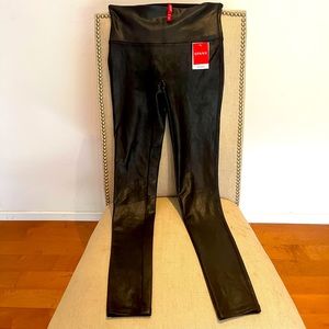 NWT Spank Black Faux Leather Leggings / Pants, Size M